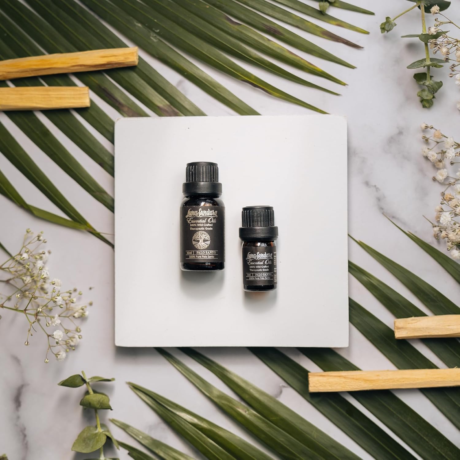 Palo Santo Essential Oil 0.5 oz, 100% Pure and Undiluted, Natural Aromatherapy Oil for Diffuser, Meditation and Relaxation, Sustainably Sourced from Peru, Luna Sundara