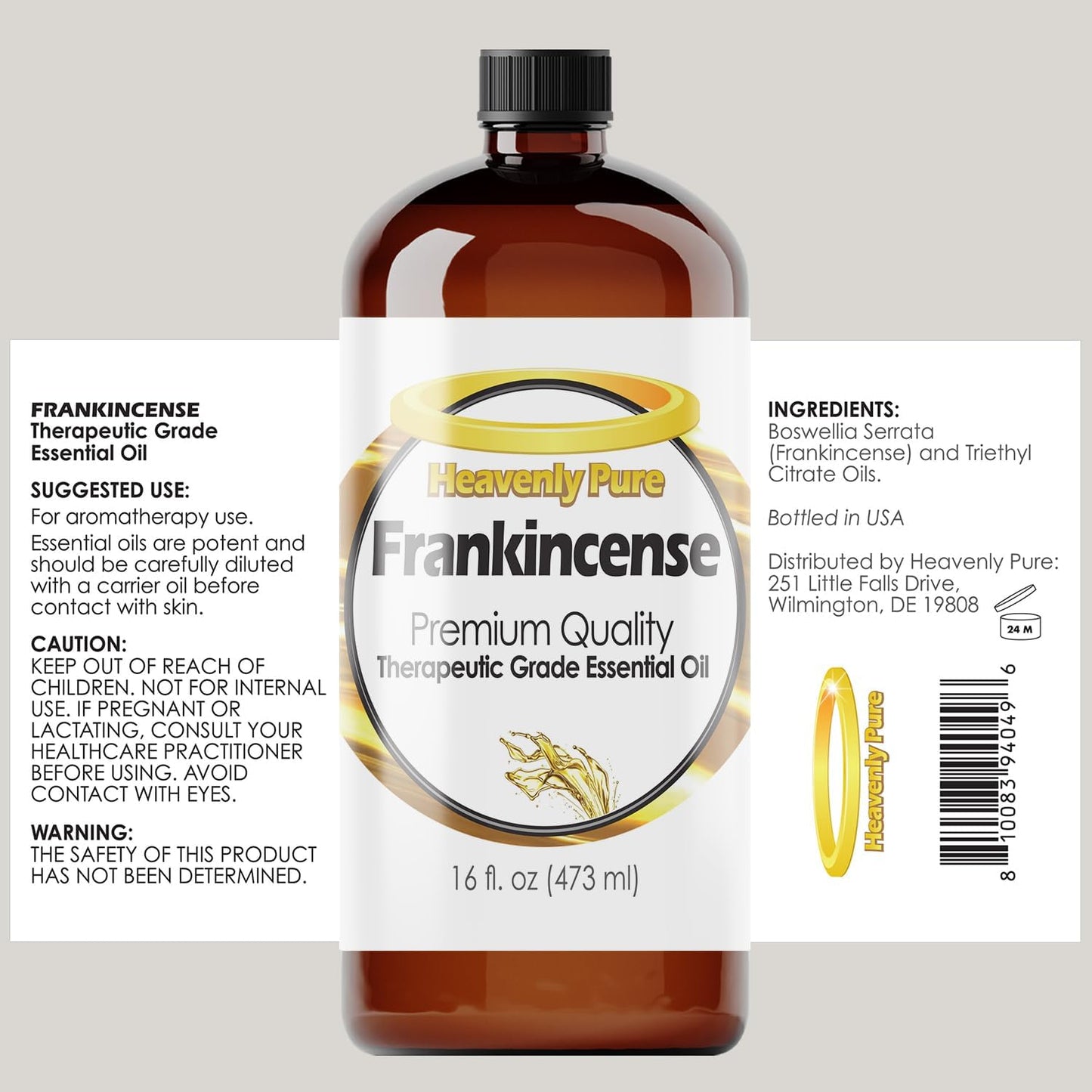 Heavenly Pure Frankincense Essential Oil 16 Fl Oz (Pack of 1) Large Bottle for Aromatherapy Diffusers and DIY Blends