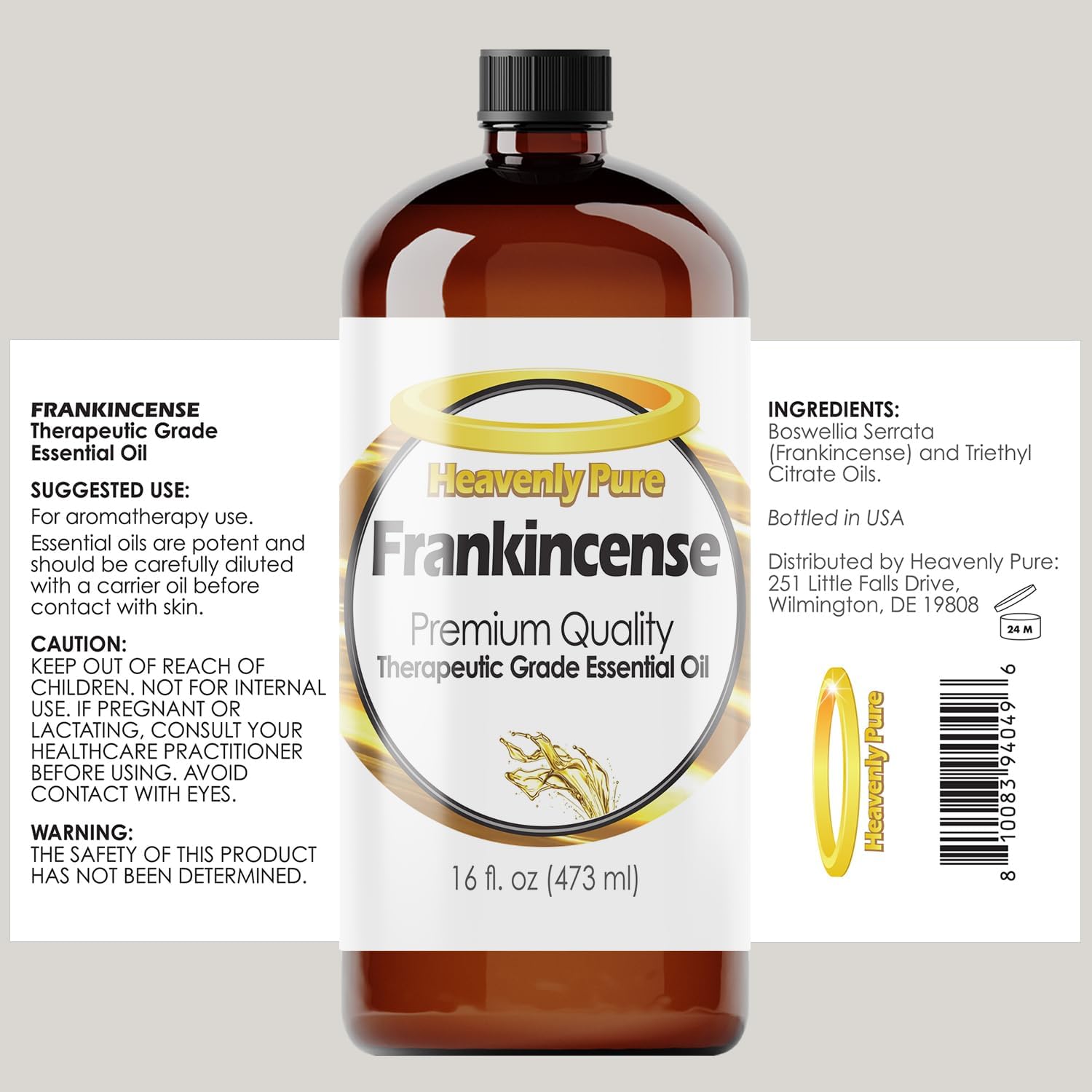 Heavenly Pure Frankincense Essential Oil 16 Fl Oz (Pack of 1) Large Bottle for Aromatherapy Diffusers and DIY Blends