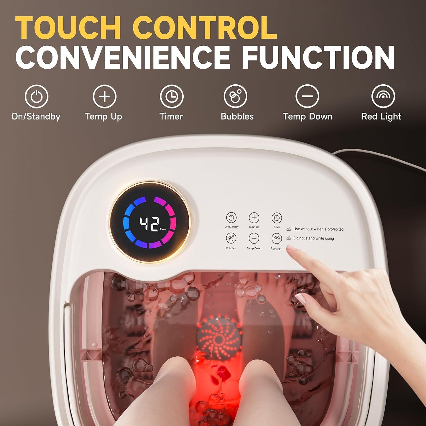 Foot Spa Bath Massager with Heat Bubble，Heating Foot Soaking Tub for Collapsible Foot Bath Bucket with Bubbles, Remote Control，Red Light, Pumice Stone, and Shiatsu Rollers for Gift