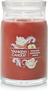 Yankee Candle Sugared Cinnamon Apple Scented, Signature 20oz Large Jar 2-Wick Candle, Over 60 Hours of Burn Time