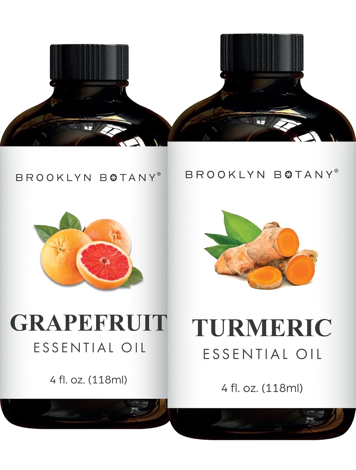 Brooklyn Botany Grapefruit & Turmeric Essential Oils – 4 Fl Oz (Pack of 2) – 100% Pure & Natural – Uplifting & Warm Aromatherapy Blend