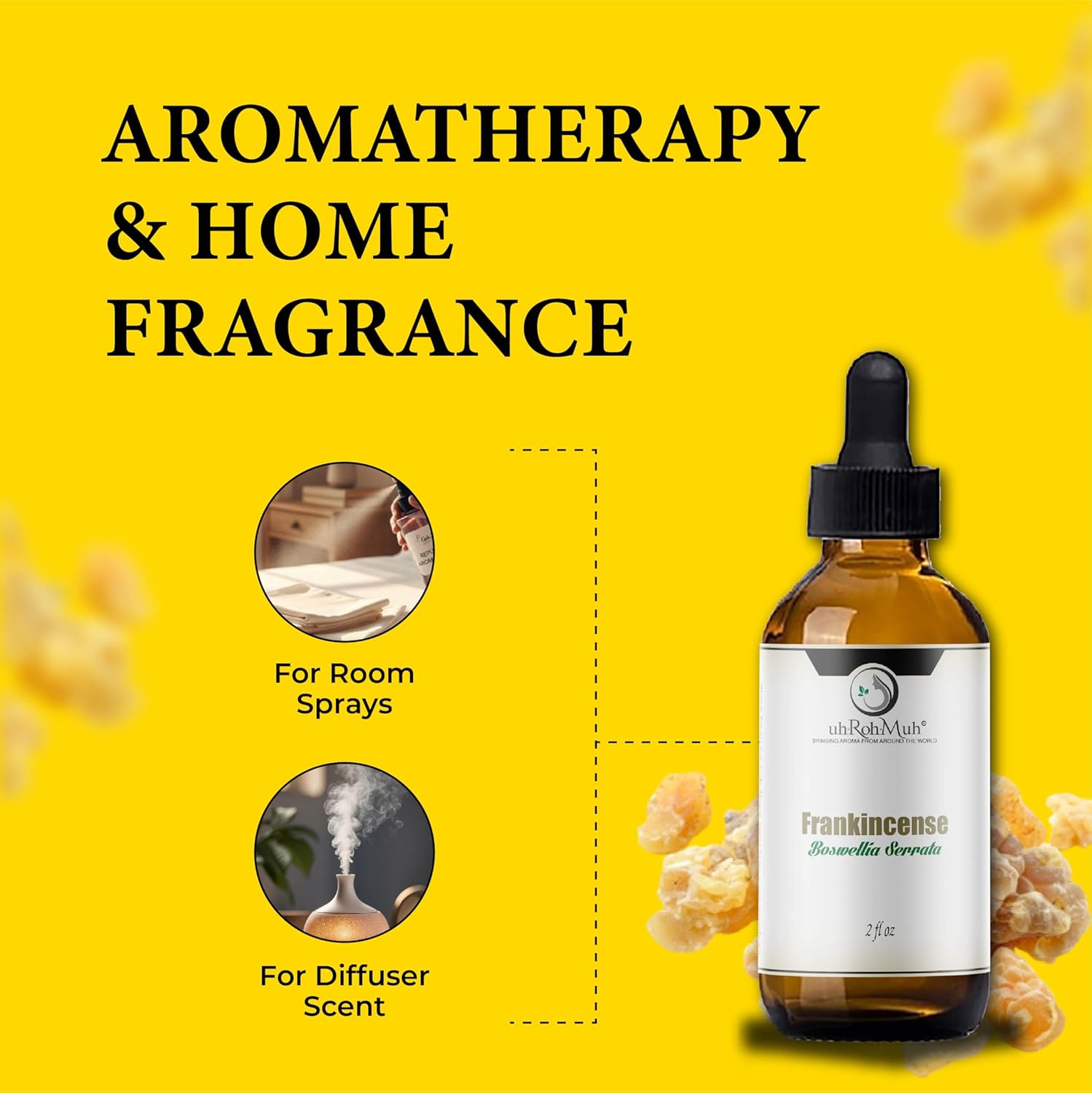 Frankincense Serrata Essential Oil - Steam Distilled Boswellia Serrata, Resin Oil, Warm Woody Aroma Base Note Essential Oil for Aromatherapy, Skincare, Massage and DIY Cosmetic Blends, India - 2 Fl oz