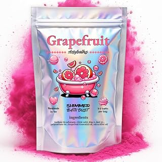 Pink Grapefruit Shimmer Bath Bomb in A Bag - Handmade Essential Oil Scented Bath Bombs for Women,Kids and Men - Bulk Bathbomb Fizzies Perfect for Boys and Girls All Ages (Small, Pink)