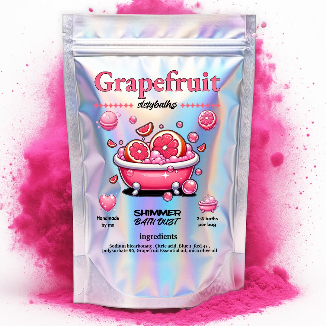 Pink Grapefruit Shimmer Bath Bomb in A Bag - Handmade Essential Oil Scented Bath Bombs for Women,Kids and Men - Bulk Bathbomb Fizzies Perfect for Boys and Girls All Ages (Small, Pink)