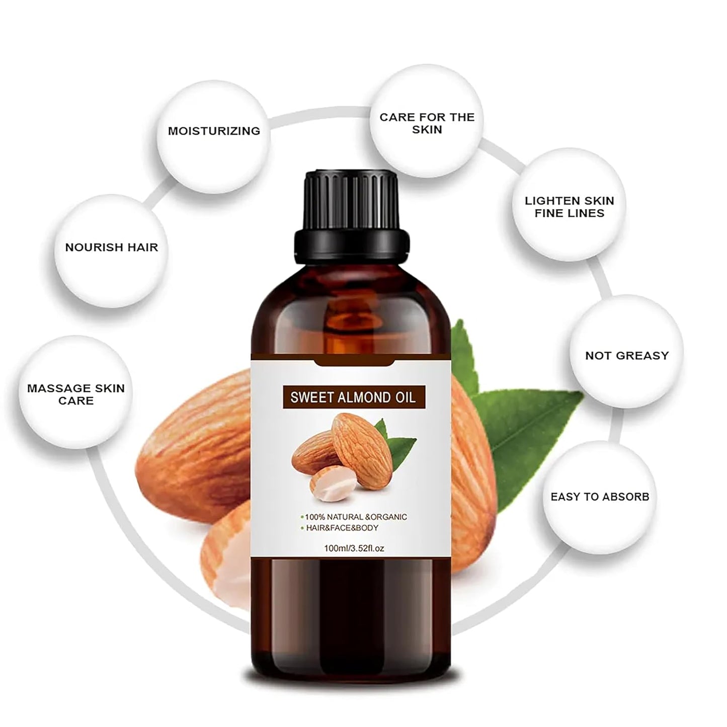 Apricot Kernel Oil for Hair Growth,Apricot Seed 100% Pure Natural Premium Organic,Cold-Pressed,Moisturizing,Sweet Almond Oil for Skin,Dry Damaged Hair Growth Essential Oil