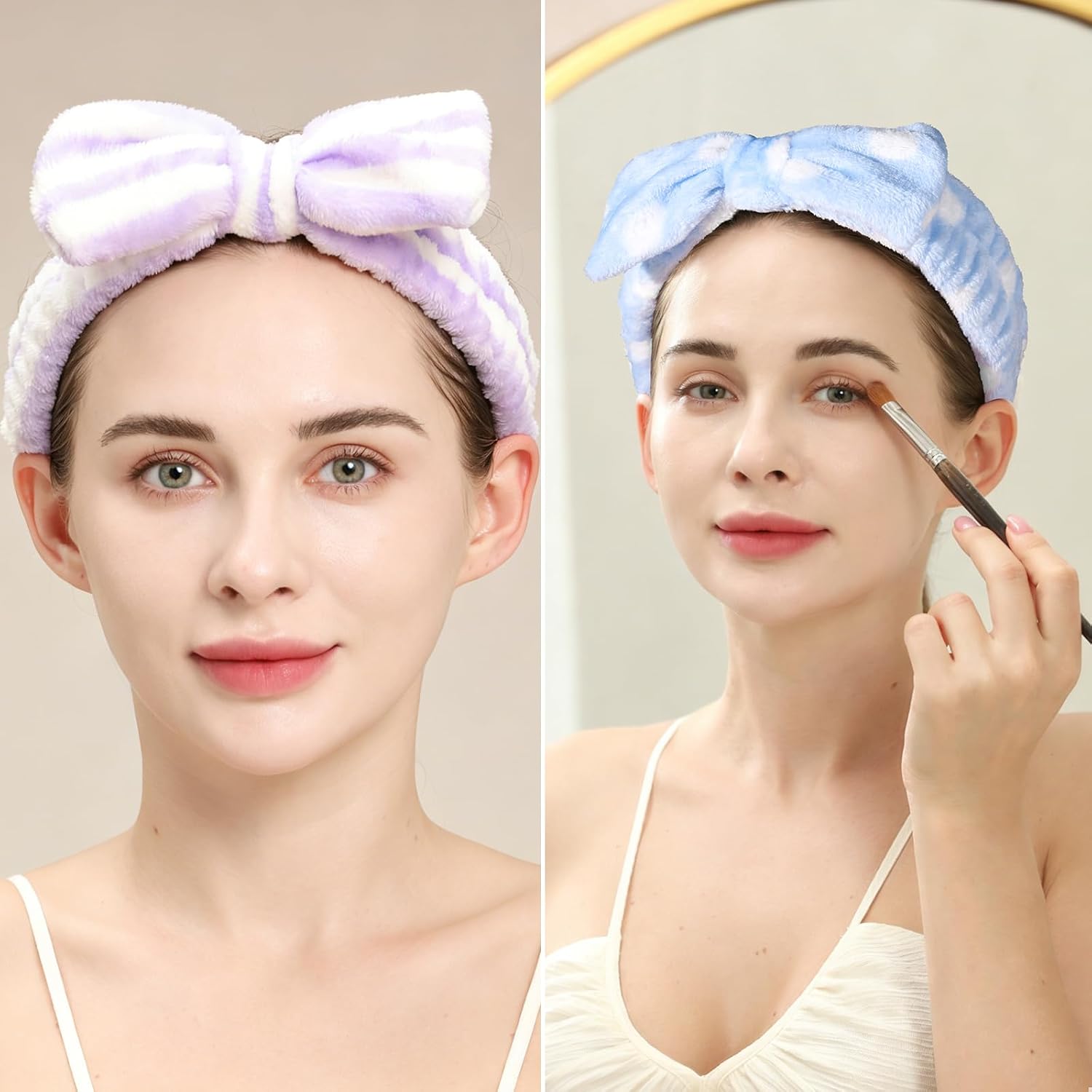 Teenitor 5pcs Makeup Headband with Removable Bow, Spa Headband for Washing Face for Teen Girls Women, Gifts Basket for Teens Girls Party, Skin Care Hairband