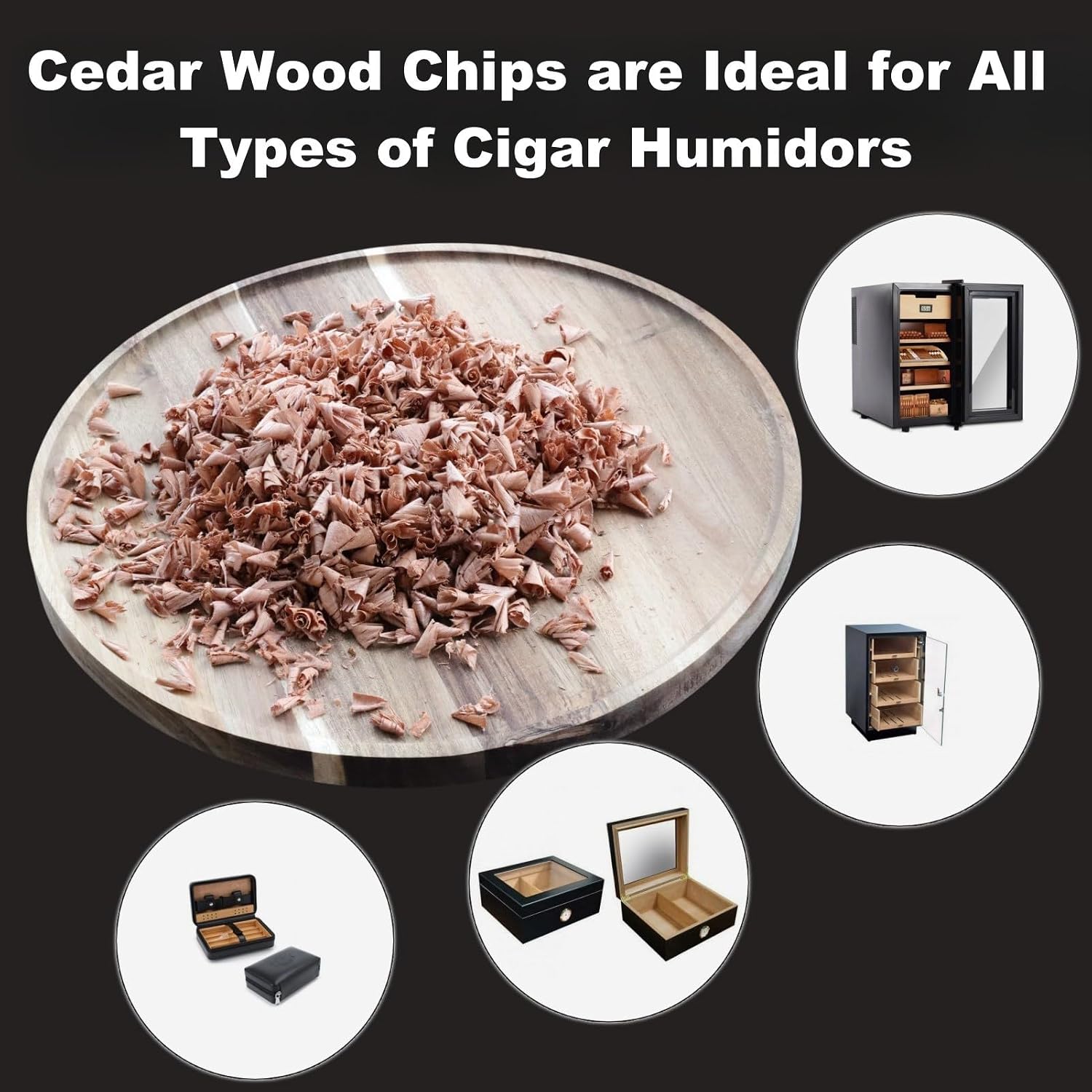 3.5 Oz Spanish Cedar Wood Chips for Cigar Humidor Cabinets and Boxes, Cedar Wood Shavings for Cigar Case and Wooden Cigar Humidor. Essential Cigar Accessories for Cigar Lovers