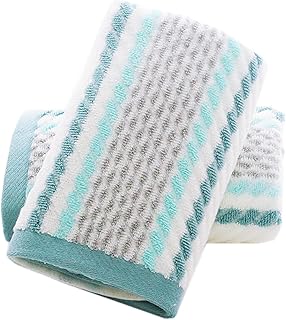 Pidada Hand Towels Set of 2 Striped Pattern 100% Cotton Soft Absorbent Decorative Towel for Bathroom (Green)