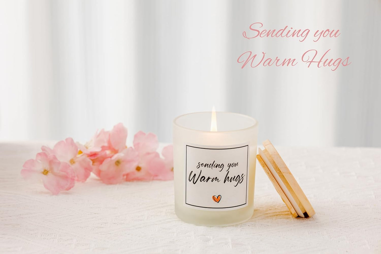 Get Well Soon Gifts, Sympathy Candle, Bereavement & Cheer Up Gifts, Sending You Warm Hugs in A Jar Candle Gift for Women, Vanilla Scented Candle, Natural Soy Wax & Natural Essential Oils