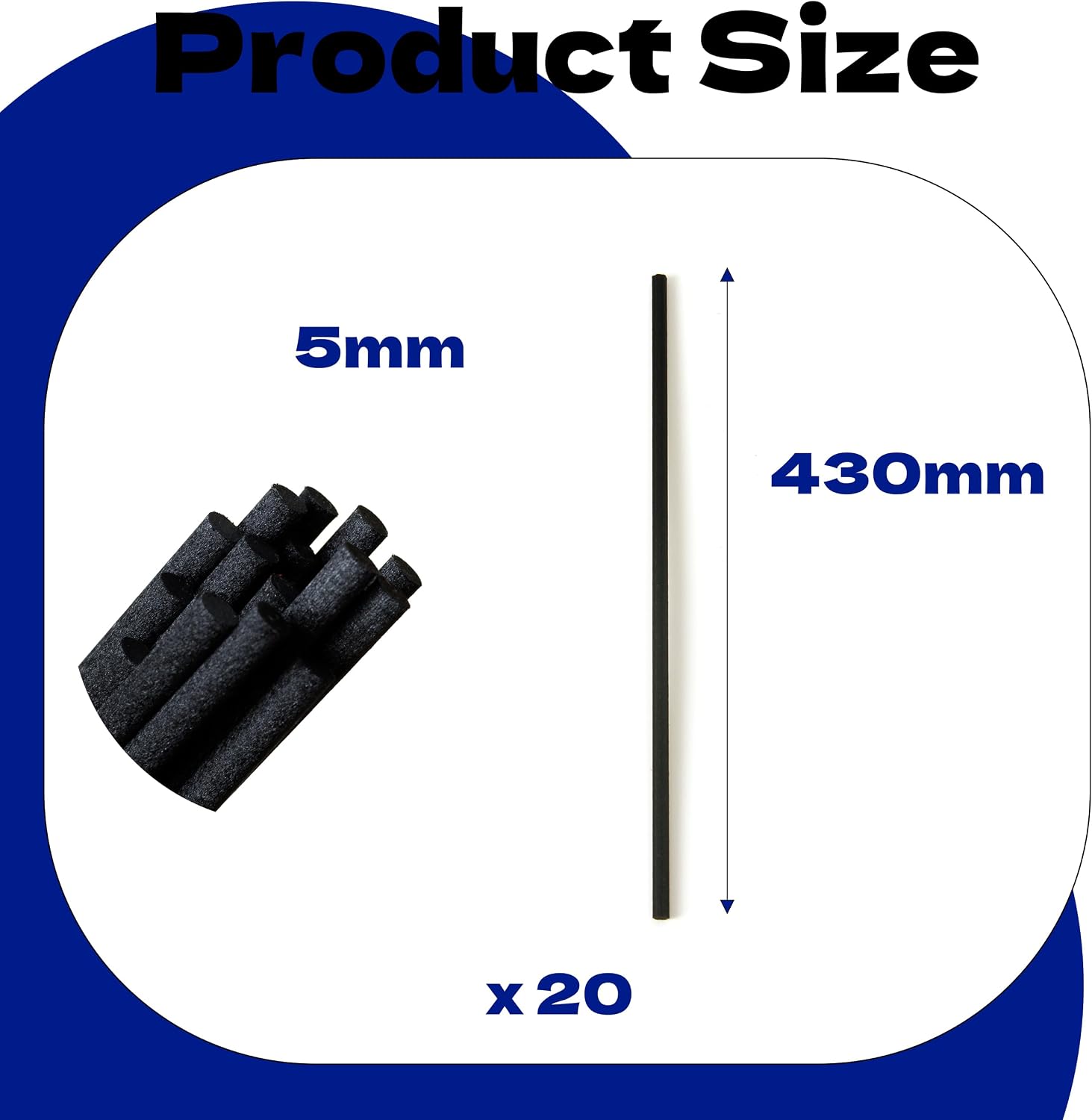 Black Fibre Reed Diffuser Sticks 20pcs 43cm x 5mm Black Fibre Reed Diffuser Sticks Thick Diffuser Reeds Sticks Diffuser Sticks for Diffuser Oils Fragrance Refill Fibre Reeds for Diffusers