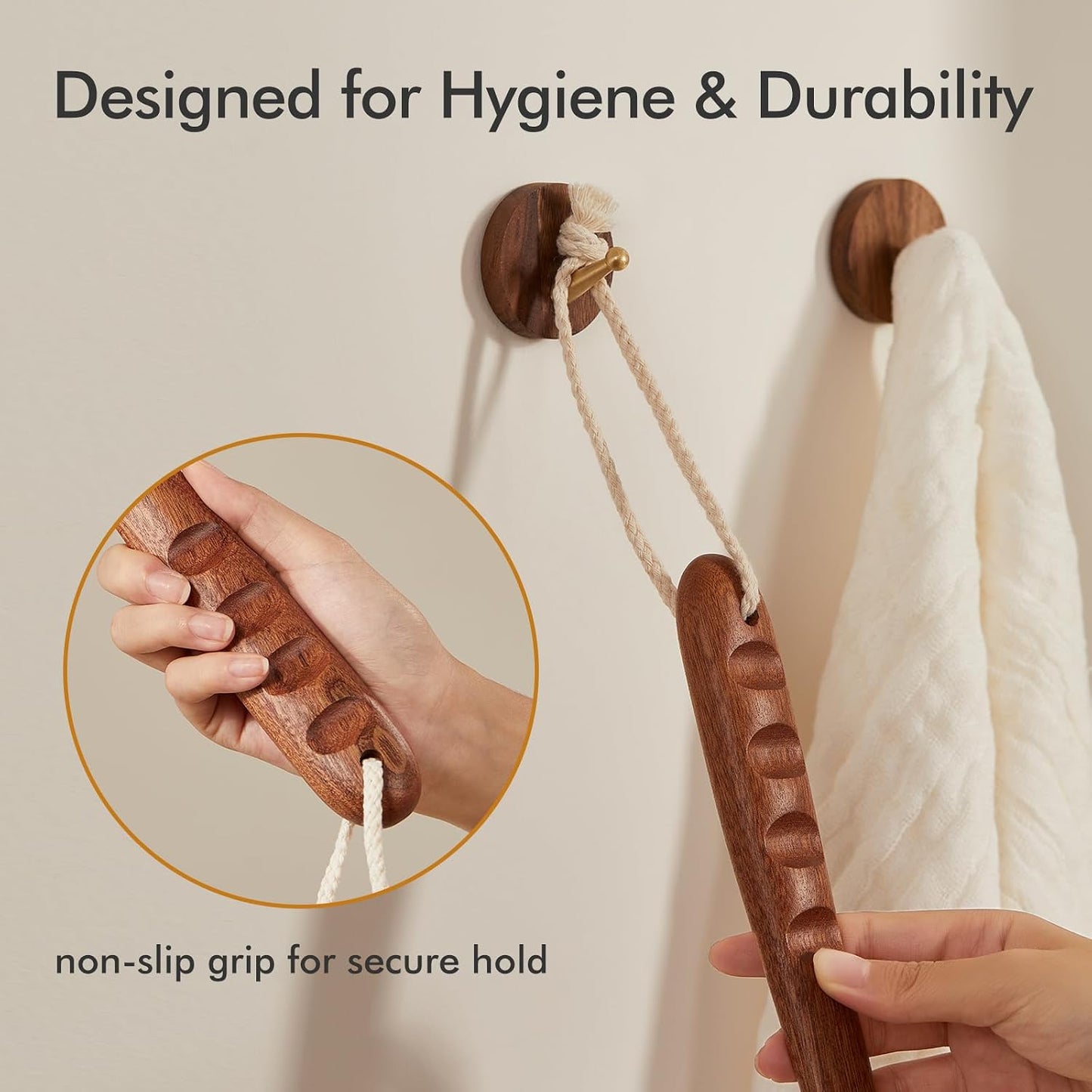 Dry Brushing Body Brush, 16Inch Long Handle Natural Back Scrubber for Shower for Lymphatic Drainage, Exfoliating & Cellulite - Wood Shower Brush for Men, Women & Elderly