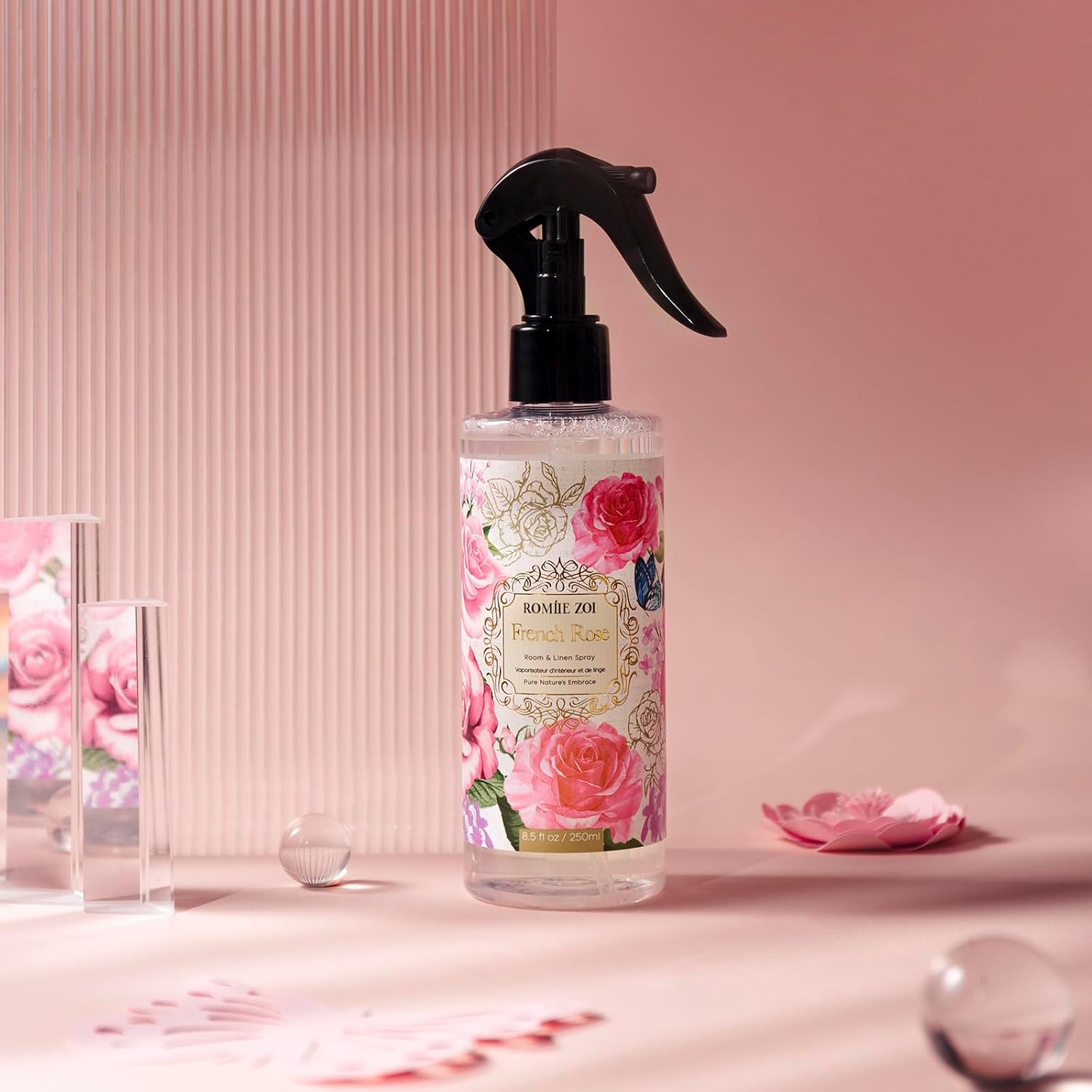 ROMIIE ZOI Linen & Room Air Freshener Spray Room Mist, with Natural Plant Extract, Rose Scent, 8.5 FL OZ.