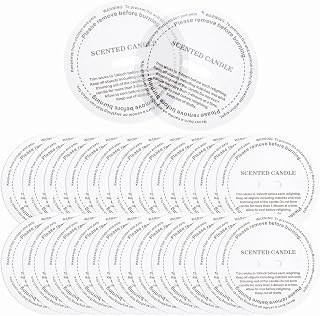 MECCANIXITY 60 Pcs Candle Dust Covers, 8cm/3.1" Round Printed Translucent Candles Drip Protectors Lid Accessories Letter Pattern for Craft Fragrance Making Jars Boxes Packaging