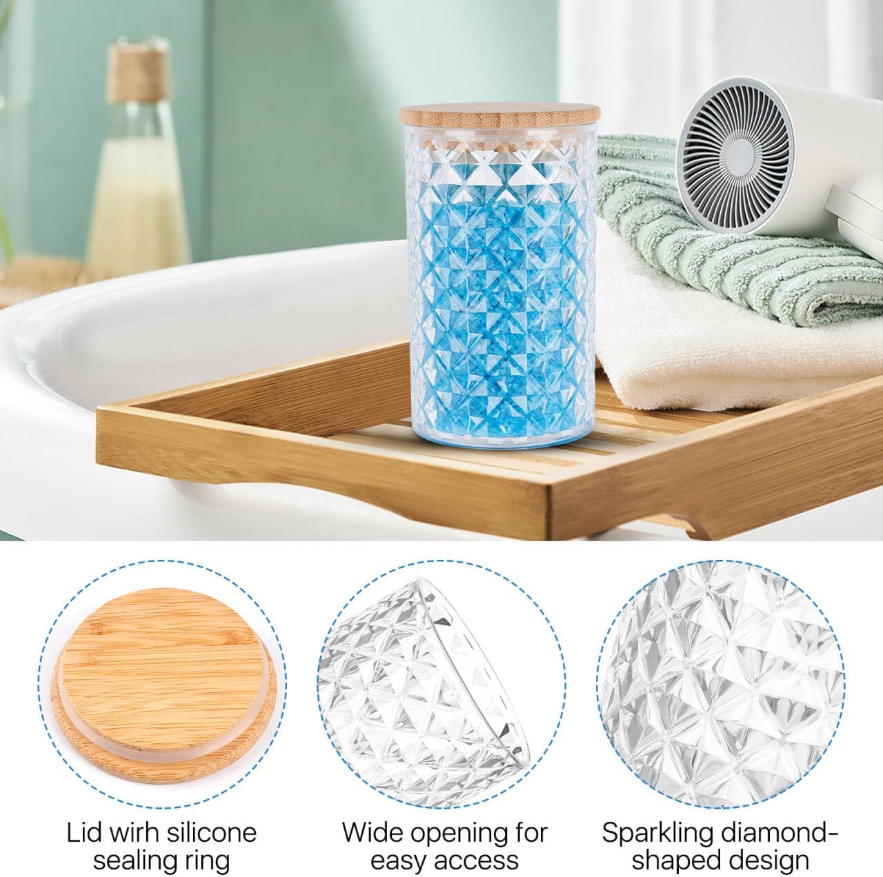 1000ML/33OZ Acrylic Bath Salt Container, Anti-shatter Bath Salt Jars with Airtight Lids & Wooden Scoop, Acrylic Jars with Lids for Coffee, Sugar, Cookie, Bath Tub Accessories for Women
