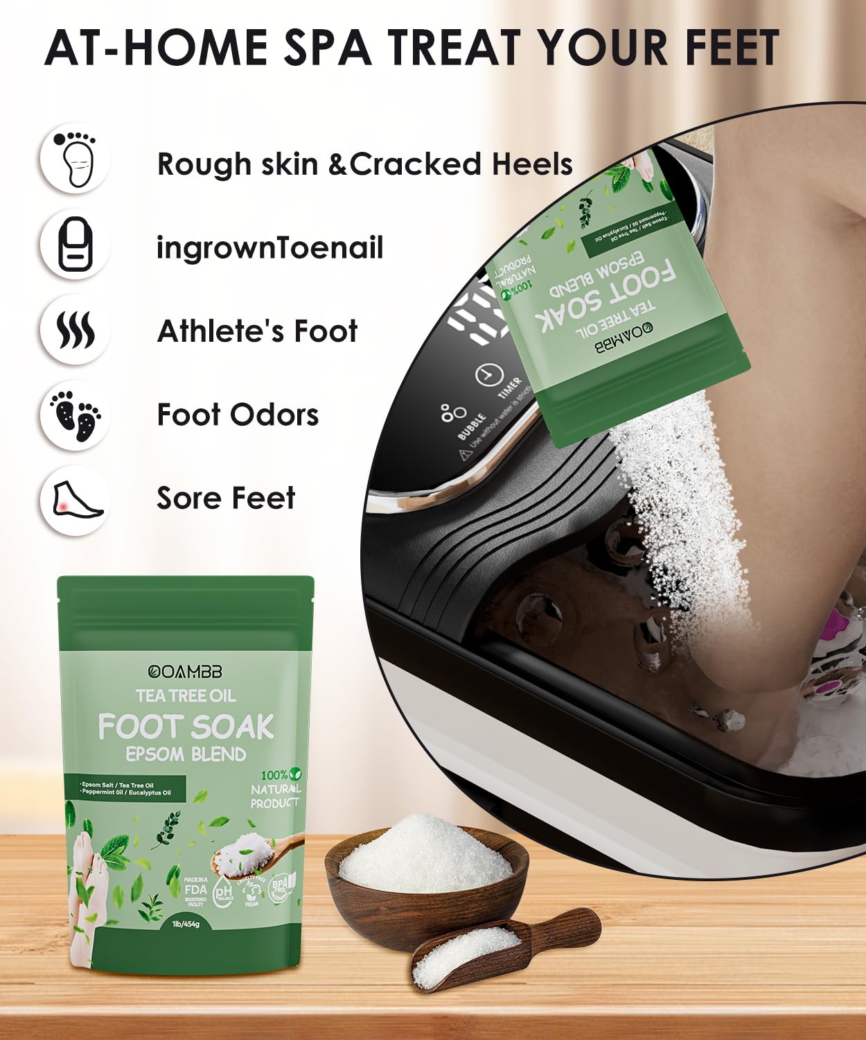 OOAMBB Collapsible Foot Spa with Heat, Bubble, Temp Control, Remote, Foot Bath Massager with XL Touch Screen and Massage Rollers, Foot Soaking Tub, Pedicure Foot spa for Stress Relief (Black+Green)