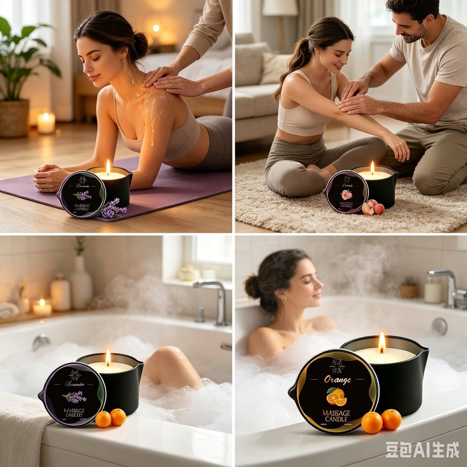 3 Pack Massage Oil Candles Set Low Temperature Soy Wax Candles for Therapy Spa Therapy Body Oil, Relaxation & Skin Moisturizing, Scents Gift,Stress Relief - (2.35oz, Lavender, Tangerine, Peach)