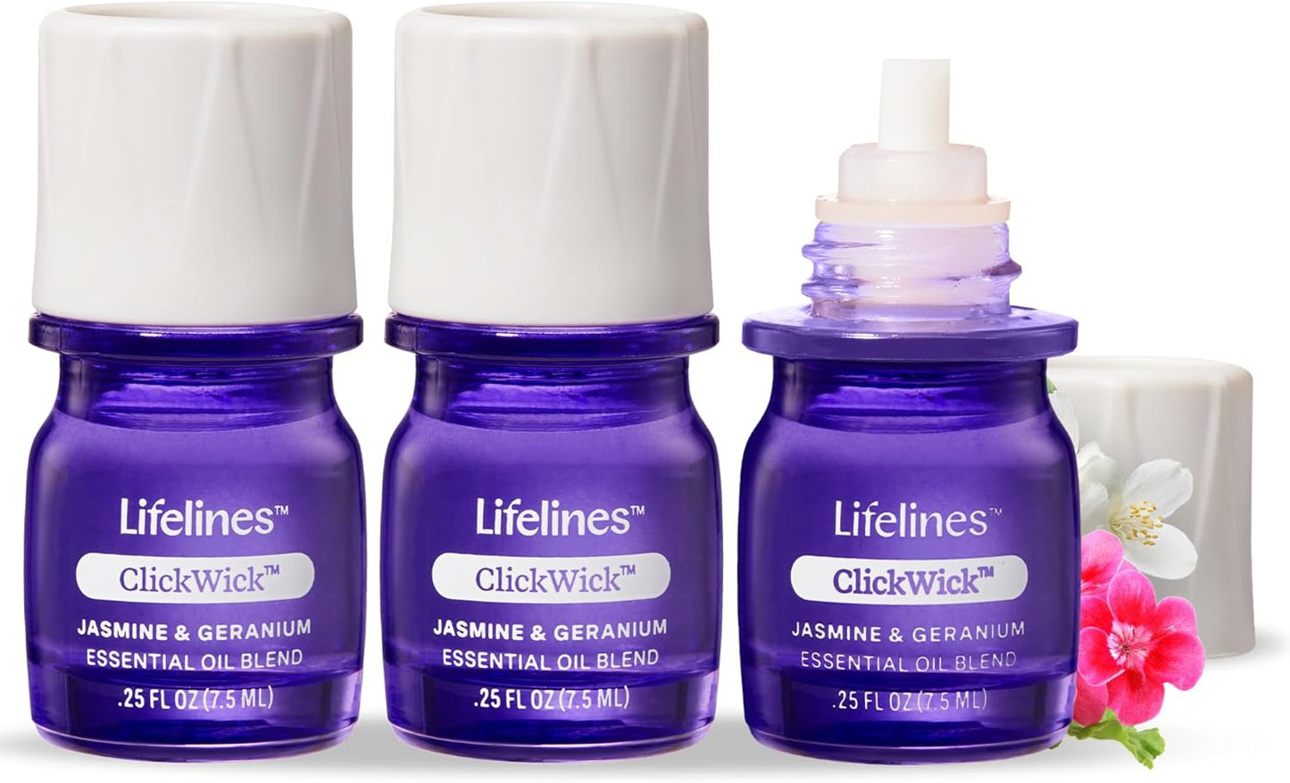 ClickWick Essential Oil Blends for Lifelines Diffusers, 3-Pack in Bloom Set - Essential Oil Blend Refill for Candle, Plant & Shower Aromatherapy Diffuser - Fragrance for Diffusers