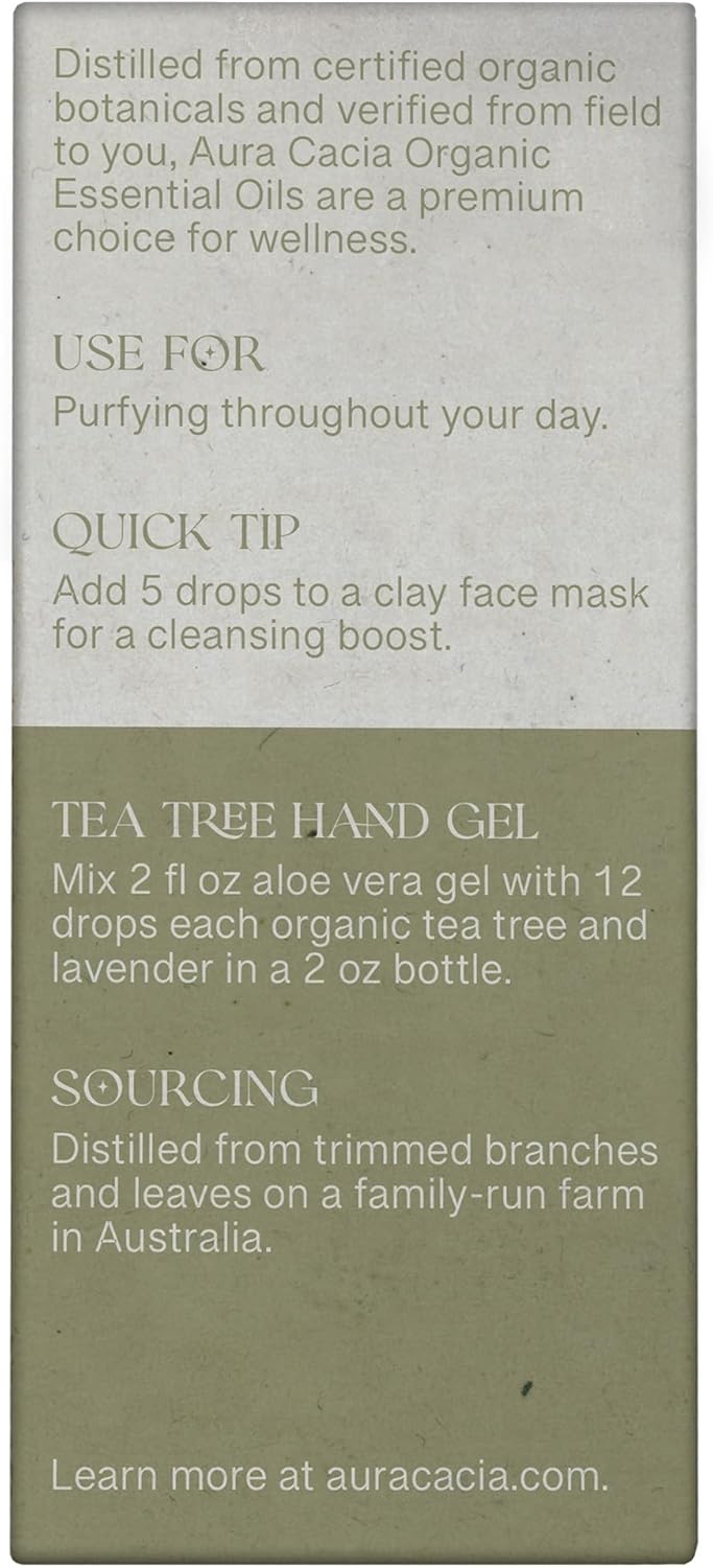 Aura Cacia Tea Tree, Boxed 0.25 fl. oz., Essential Oils | 0.25 Fl Oz (Pack of 1)