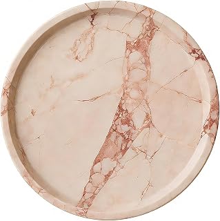 Luxury Real Marble Tray, Natural Round Vanity Tray for Perfume, Jewelry, Candle, Bathroom or Kitchen, 10in Stone Organizer Dish, Jade Bloom