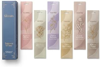 Incense Sticks Variety Pack – Natural Masala Incense Sticks, Premium VAHARA Hand-Rolled Incense for Home Fragrance, Aromatherapy & Meditation (Premium Vahara Essence of You, 6 Fragrance Packs)