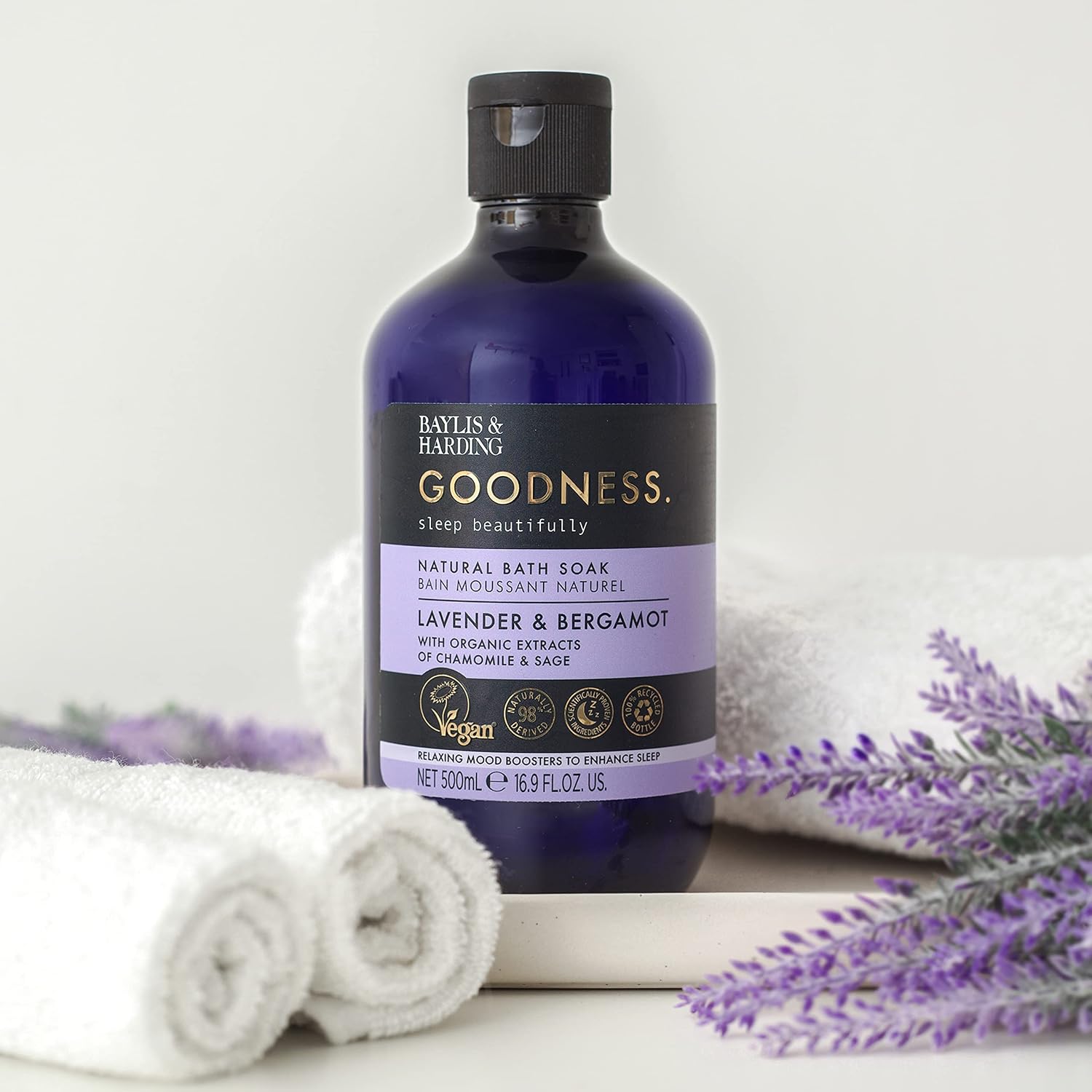 Baylis & Harding Goodness Sleep Lavender & Bergamot Bubble Bath 16.9 fl. oz (Pack of 4) - Vegan Friendly