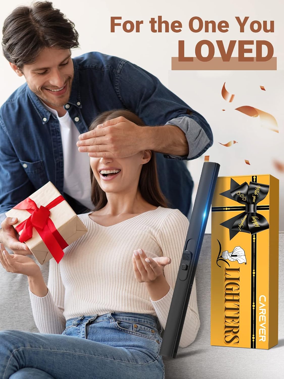 Candle Lighter Stocking Stuffers for Women Men, Electric Candle Lighter USB Rechargeable for Him Wife Grandma Girlfriend Safety Lock Long Lighters for Grill Home Kitchen BBQ Camping