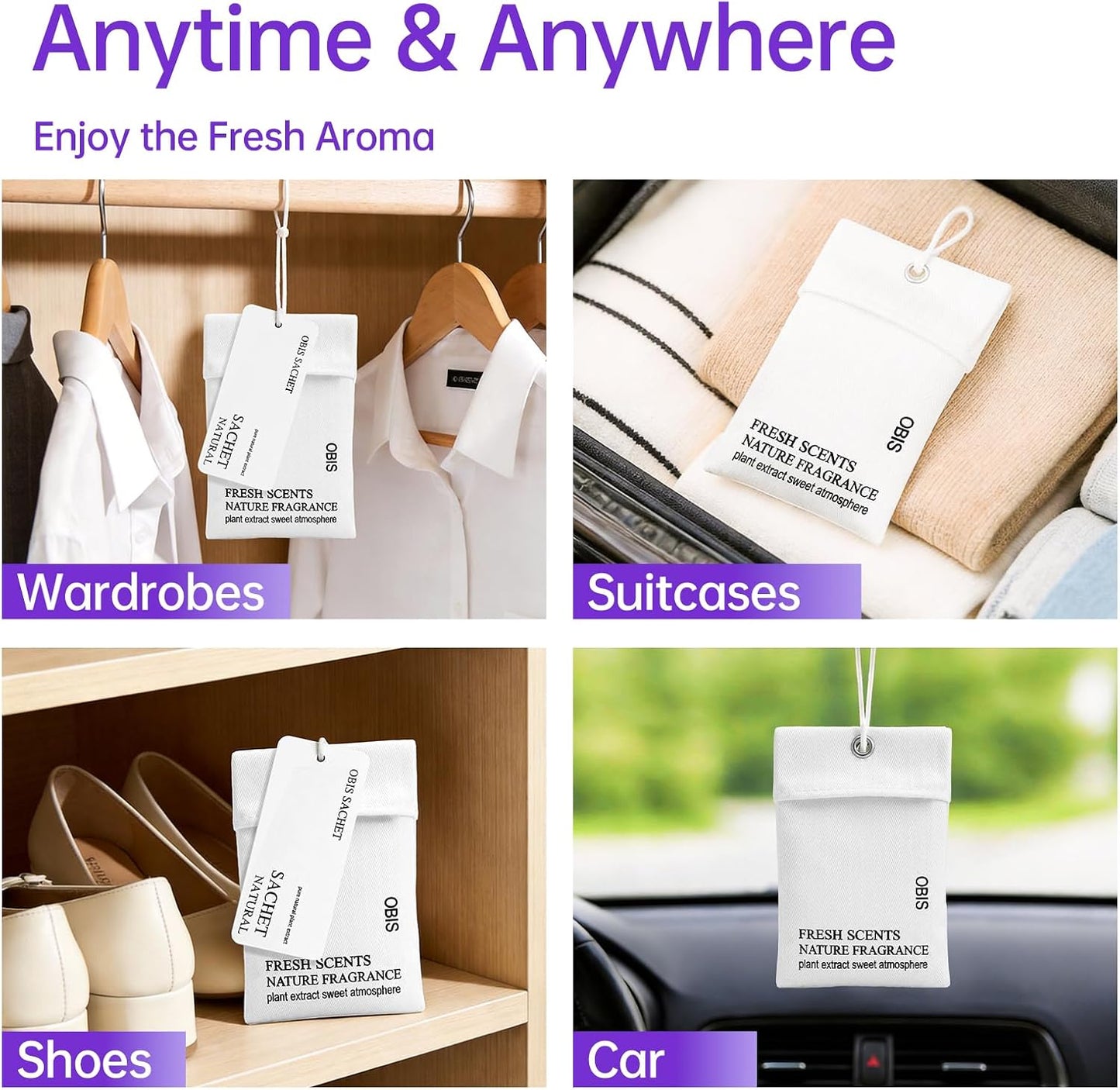 10 Pack Lavender Sachets for Drawers and Closets, Long-Lasting Home Fragrance Sachet, Scented Sachets for Bedroom, Closet, Drawer and Car