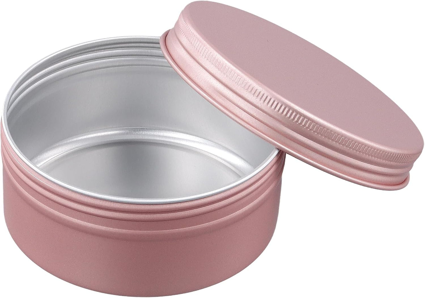 SOUJAP 40 Pcs 30ml/1oz Pink Aluminum Tin Jar, Round Metal Sample Jar Cans with Screw Lids for Lip Balm, Creams, Spices, Candles