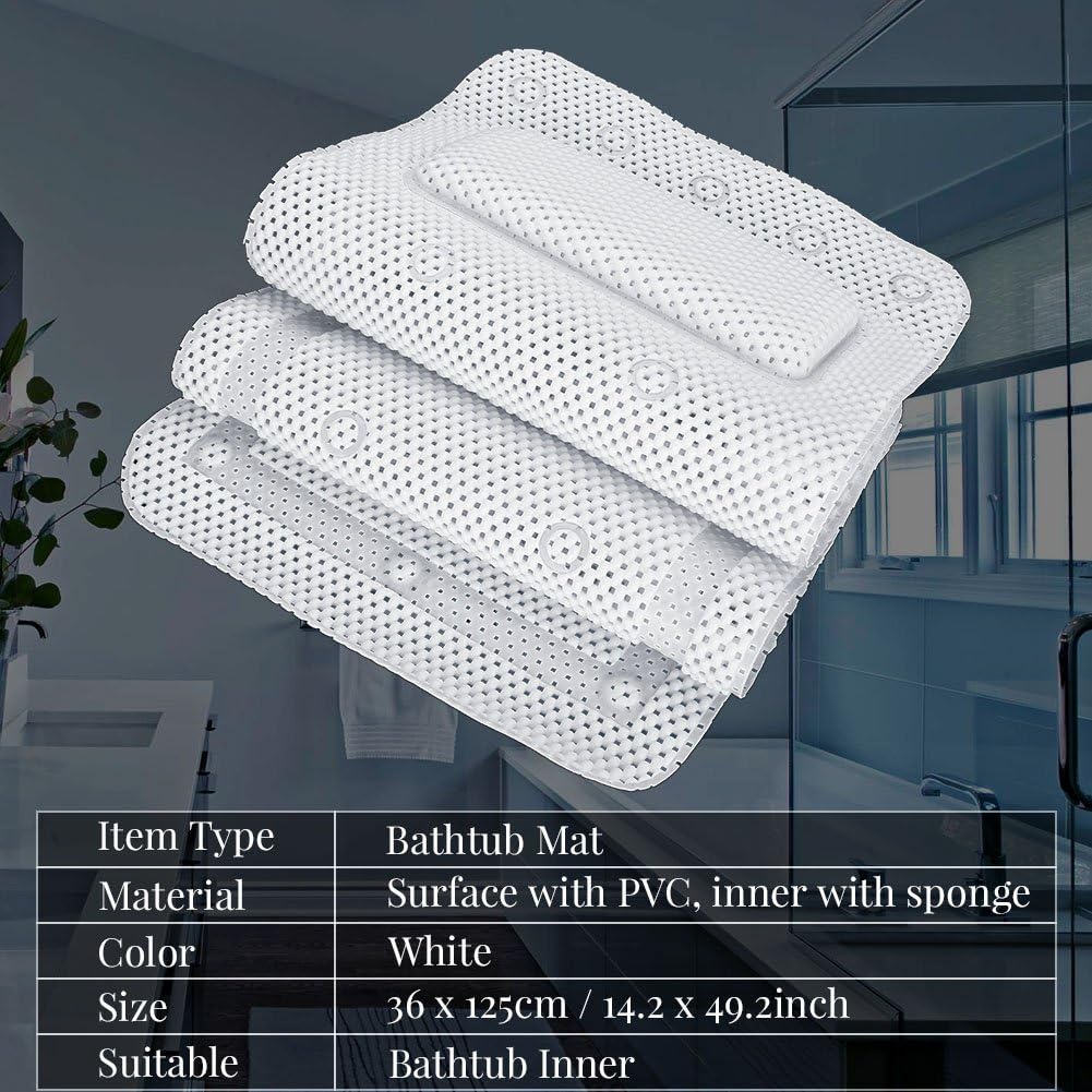 Bath Pillow, Full Body Spa Bath Mattress Cushion Pillow Soft Quilted Bathtub Mat with Breathable