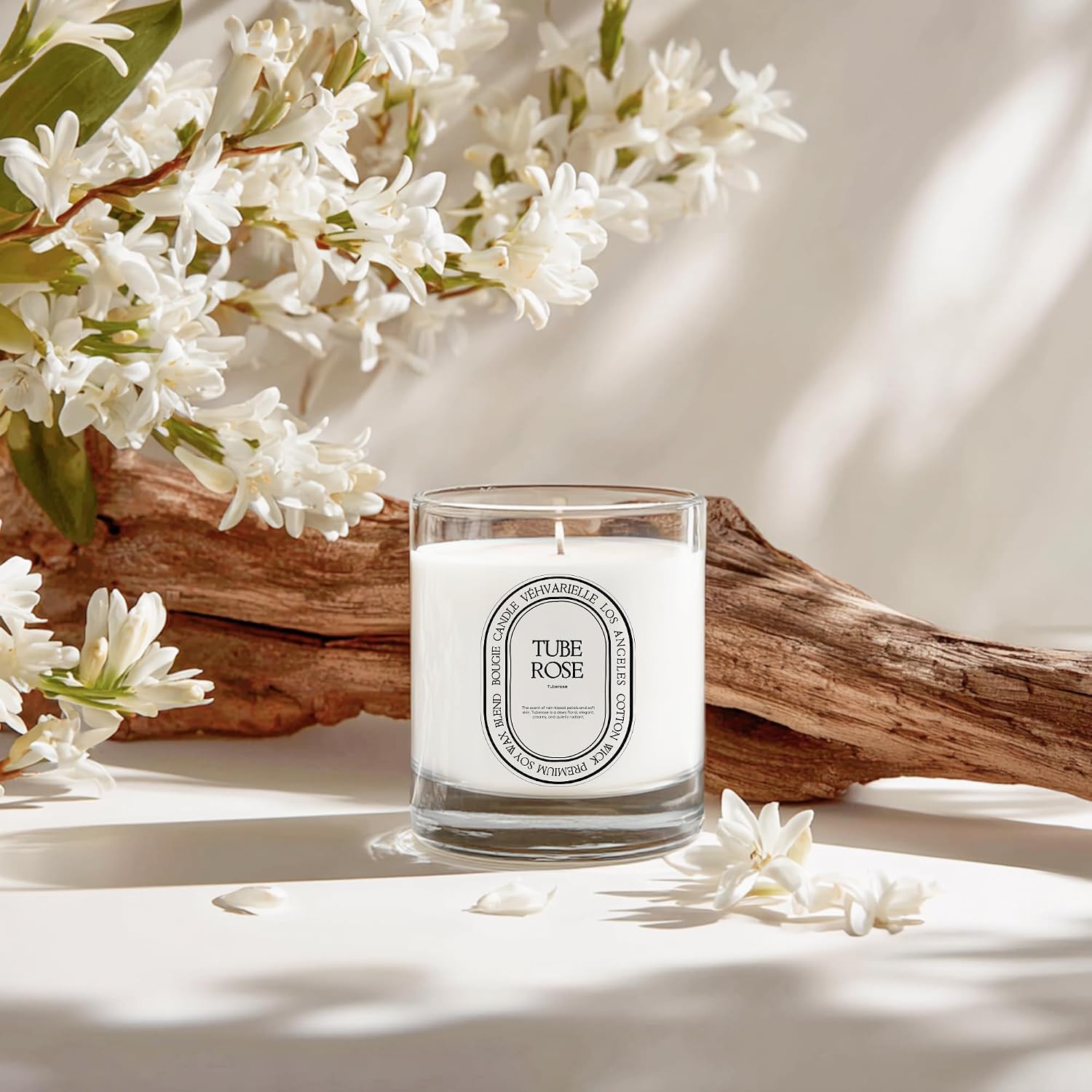 Tuberose Luxury Scented Candle for Home 8oz | Soft Floral Aroma for Daily Relaxation | Hand-Poured Soy Wax Blend | 40hr Clean Long Burn | Premium Home Fragrance for Women & Men