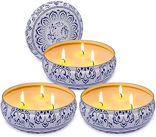 3 Packs Citronella Candle Outdoor, Large 3-Wick 13.5oz Lemongrass Scented Natural Soy Wax Long Burning Candles for Outside Patio Porch
