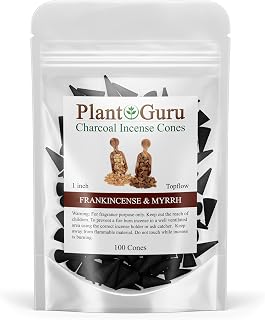 Frankincense and Myrrh Charcoal Incense Cones 1" TOPFLOW - 100 Pack Bulk - Natural Scented Cones Handmade Hand Dipped