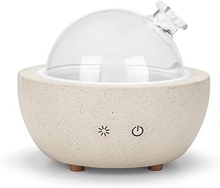 Essential Oil Aromatherapy Diffuser for Home Bedroom Large Room Glass Stone Ultrasonic Air Scent Mist Aroma Diffuser 200ML Defusers—Light Grey