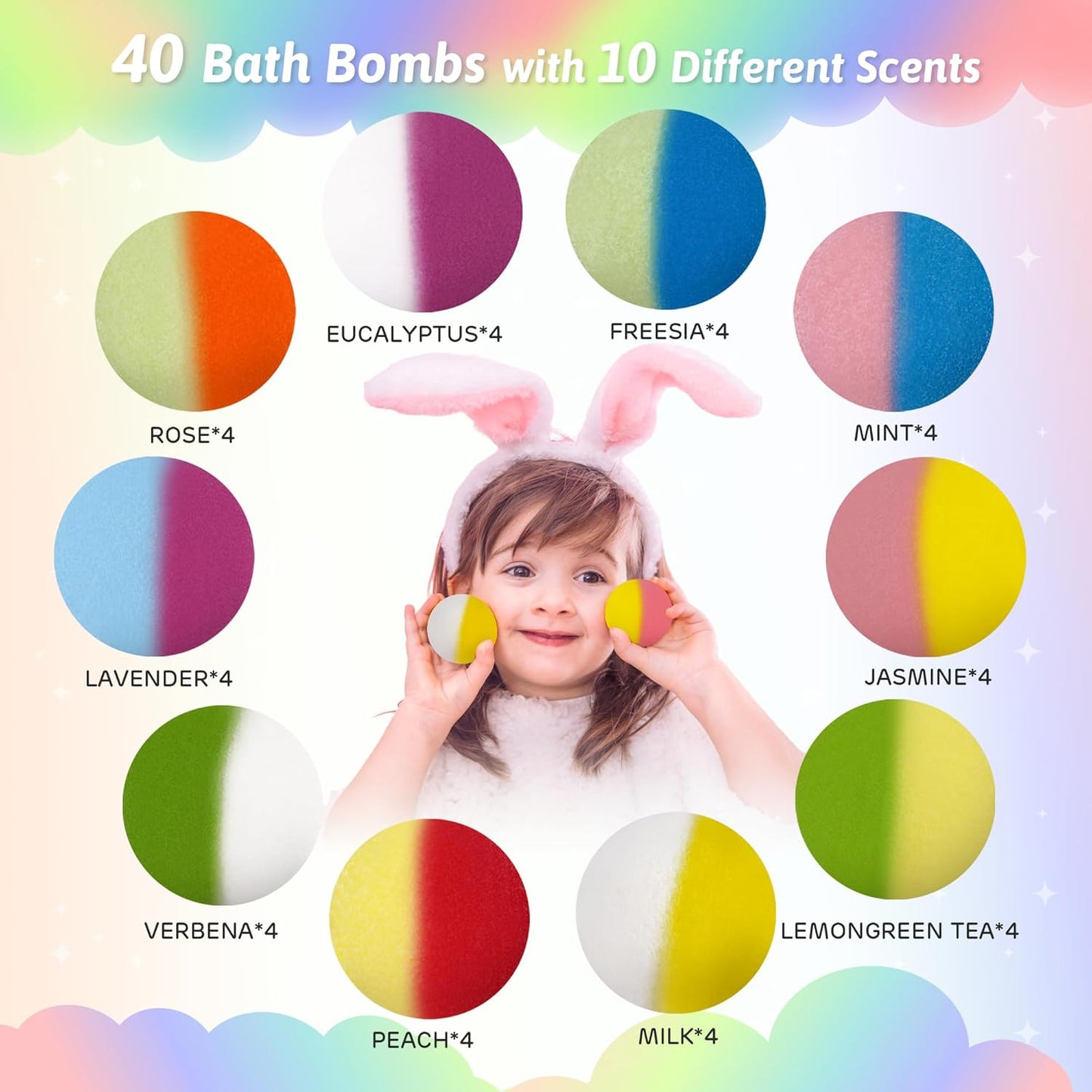 Bath Bombs for Kids with Toys Inside - 40 Pack Surprise Organic Natural Bath Bombs (Dino/Unicorn/Marine) for Boys & Girls, Perfect Christmas or Birthday Gift Set, Fun Toddler Toys for Children's Gifts