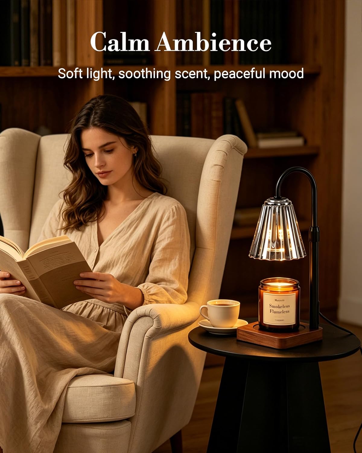 Marycele Vintage Candle Warmer Lamp with Timer Dimmer, Adjustable Height | Vintage farmhouse style with 2 bulbs, adjustable height, timer and dimmer for flameless fragrance in bedroom or home gifts