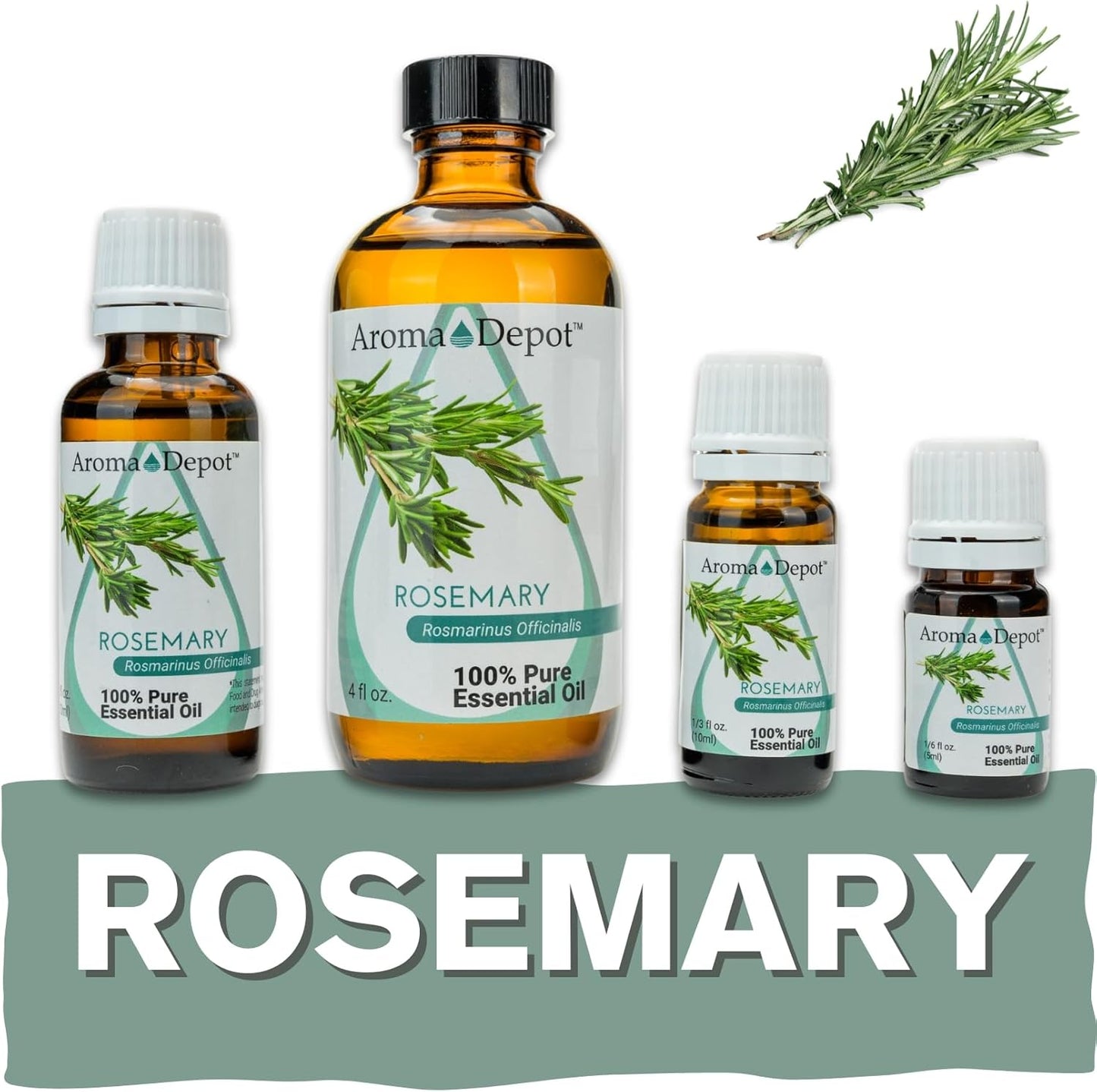 4 fl oz. Rosemary Essential Oil with Dropper 100% Pure Natural, Therapeutic Grade. Ideal for Aromatherapy, Oil Diffuser. Ideal for Body, Skin, and face. (4 Ounce)