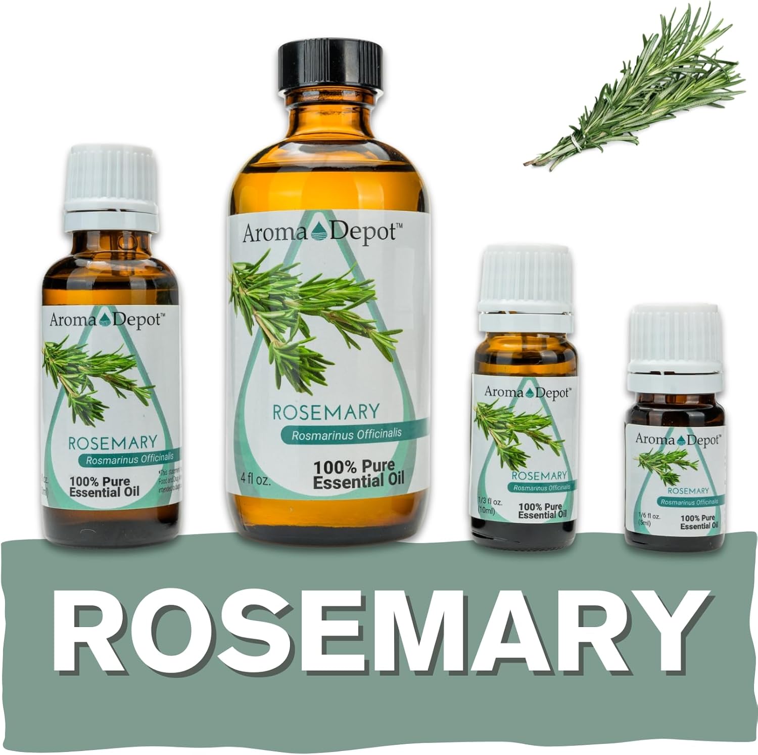 4 fl oz. Rosemary Essential Oil with Dropper 100% Pure Natural, Therapeutic Grade. Ideal for Aromatherapy, Oil Diffuser. Ideal for Body, Skin, and face. (4 Ounce)