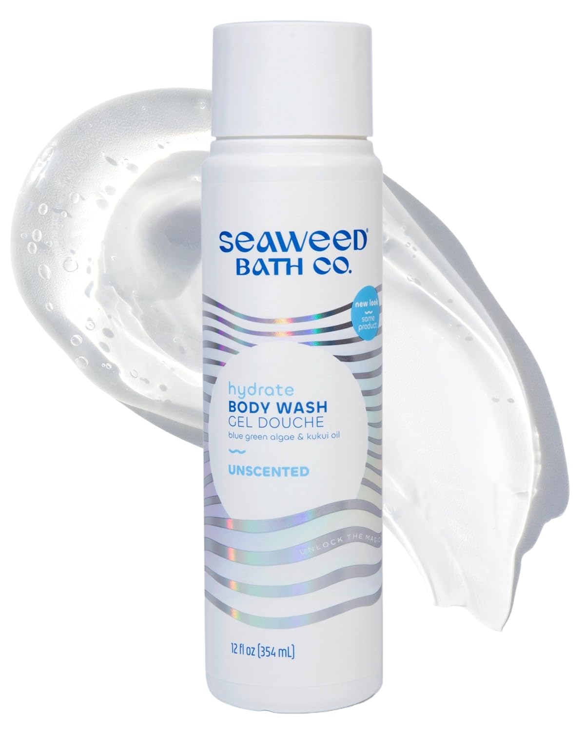 Seaweed Bath Co. Hydrate Body Wash - Unscented - Foaming Shower Gel Cleanser with Natural Ingredients - Fragrance Free and Gentle - Good For Sensitive Skin - 12 oz