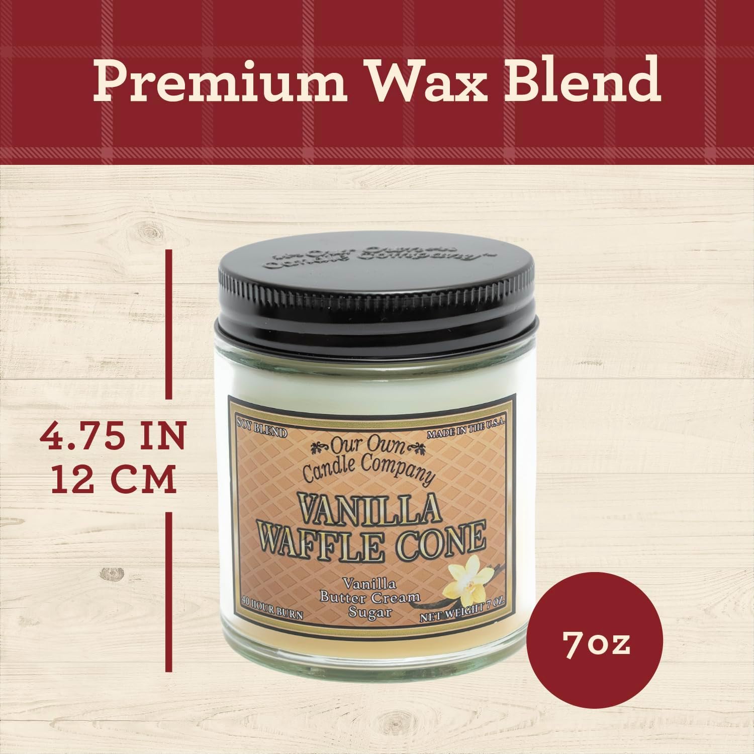 Our Own Candle Company, Vanilla Waffle Cone Scented Mason Jar Candles, 40 Hour Burn Time, 7 Ounces (3 Pack)