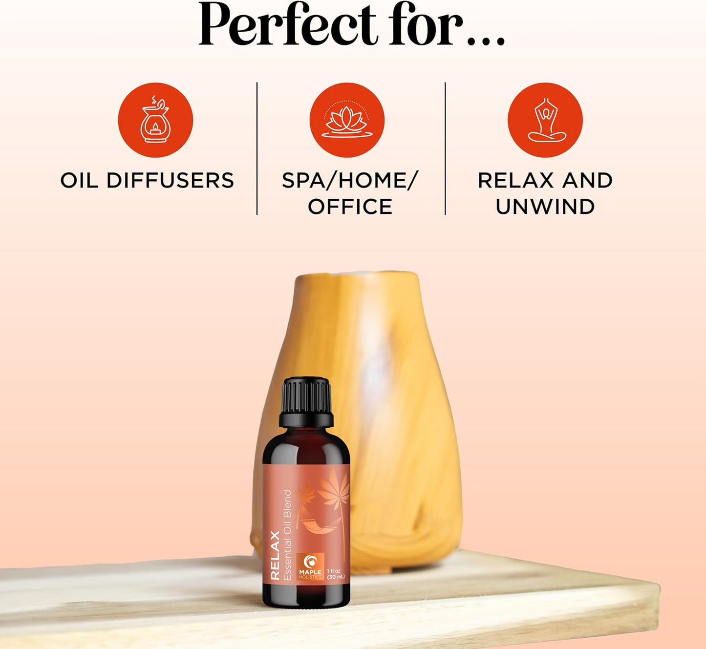 Relaxing Essential Oil Blend for Diffuser - Aromatherapy Blend of Essential Oils for Diffusers for Home and Travel Stress Support with Lavender Geranium Roman Chamomile and Ylang Ylang Diffuser Oils