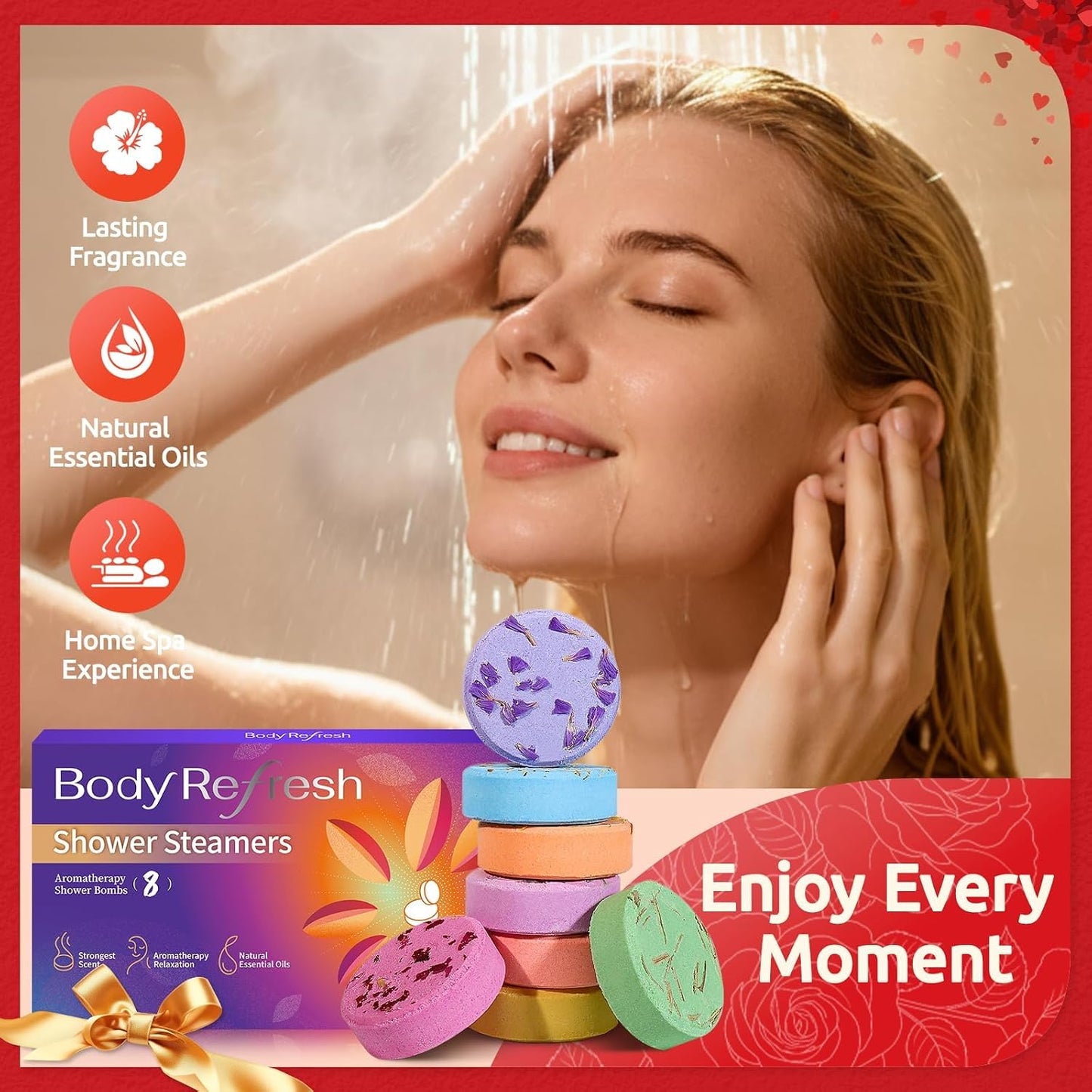 Shower Steamers Aromatherapy - 8 Pack Shower Bombs with Natural Essential Oils, Birthday Gifts for Women Self Care Relaxation Home SPA Stress Relief, Mothers Day Gifts for Mom, Her, Women