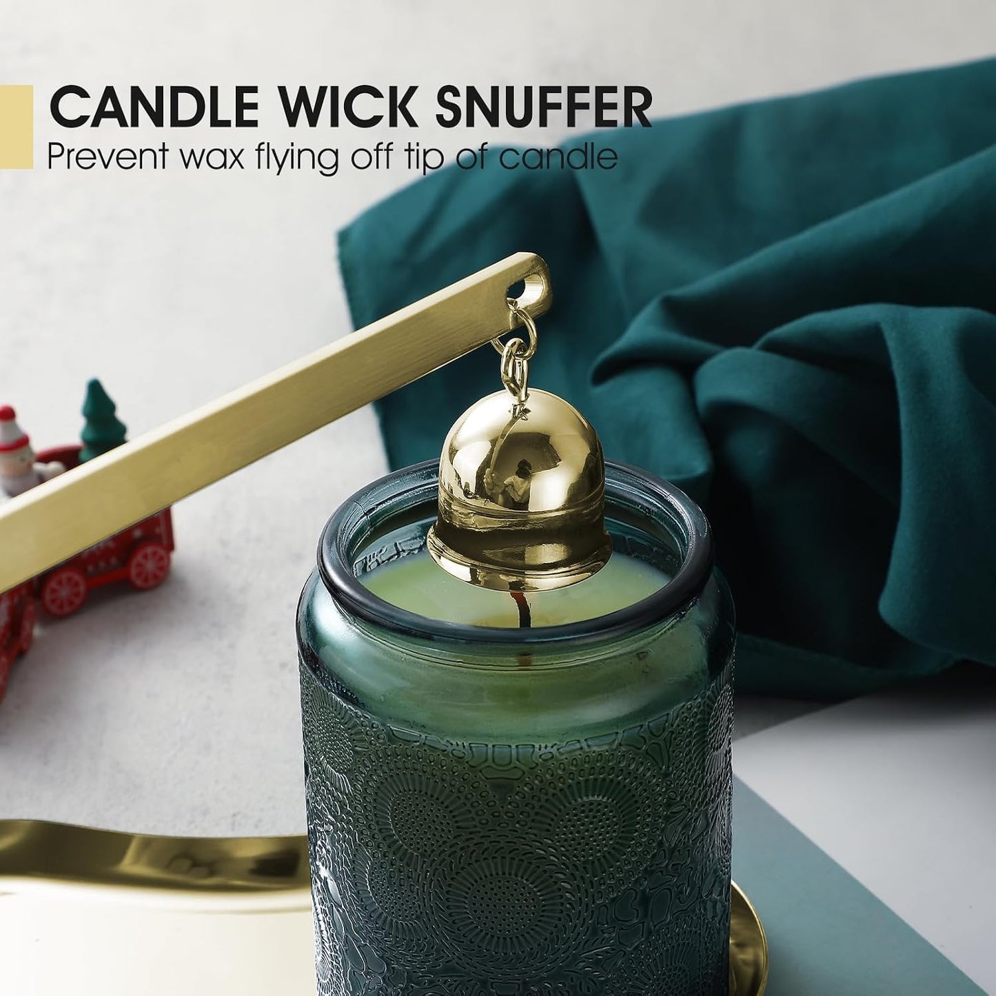 PATOISE 4 in 1 Candle Snuffer Set, Candle Wick Trimmer Cutter, Candle Accessory, Candle Wick Dipper, Tray Holder, Christmas Home Decor Gift for Candle Aromatherapy Lovers(Mini 4PCS Gold)