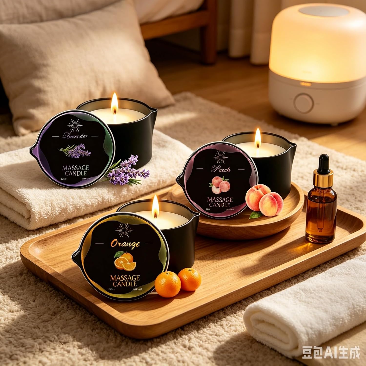3 Pack Massage Oil Candles Set Low Temperature Soy Wax Candles for Therapy Spa Therapy Body Oil, Relaxation & Skin Moisturizing, Scents Gift,Stress Relief - (2.35oz, Lavender, Tangerine, Peach)