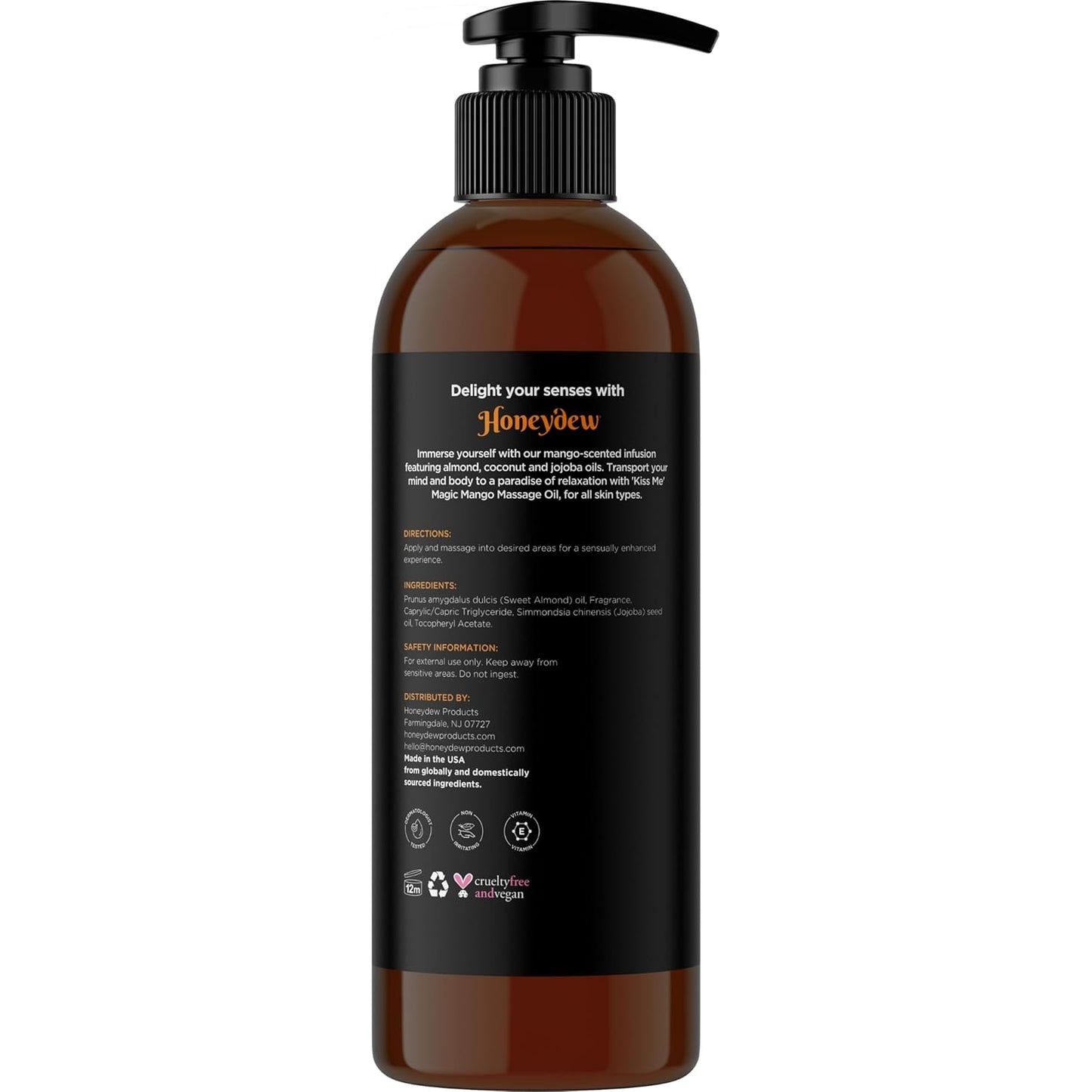 Mango Sensual Massage Oil for Couples - Alluring Tropical Full Body Massage Oil for Date Night and Nourishing Body Moisturizer with Sweet Almond - Vegan Non Greasy & Smooth Gliding Formula (8 Fl Oz)