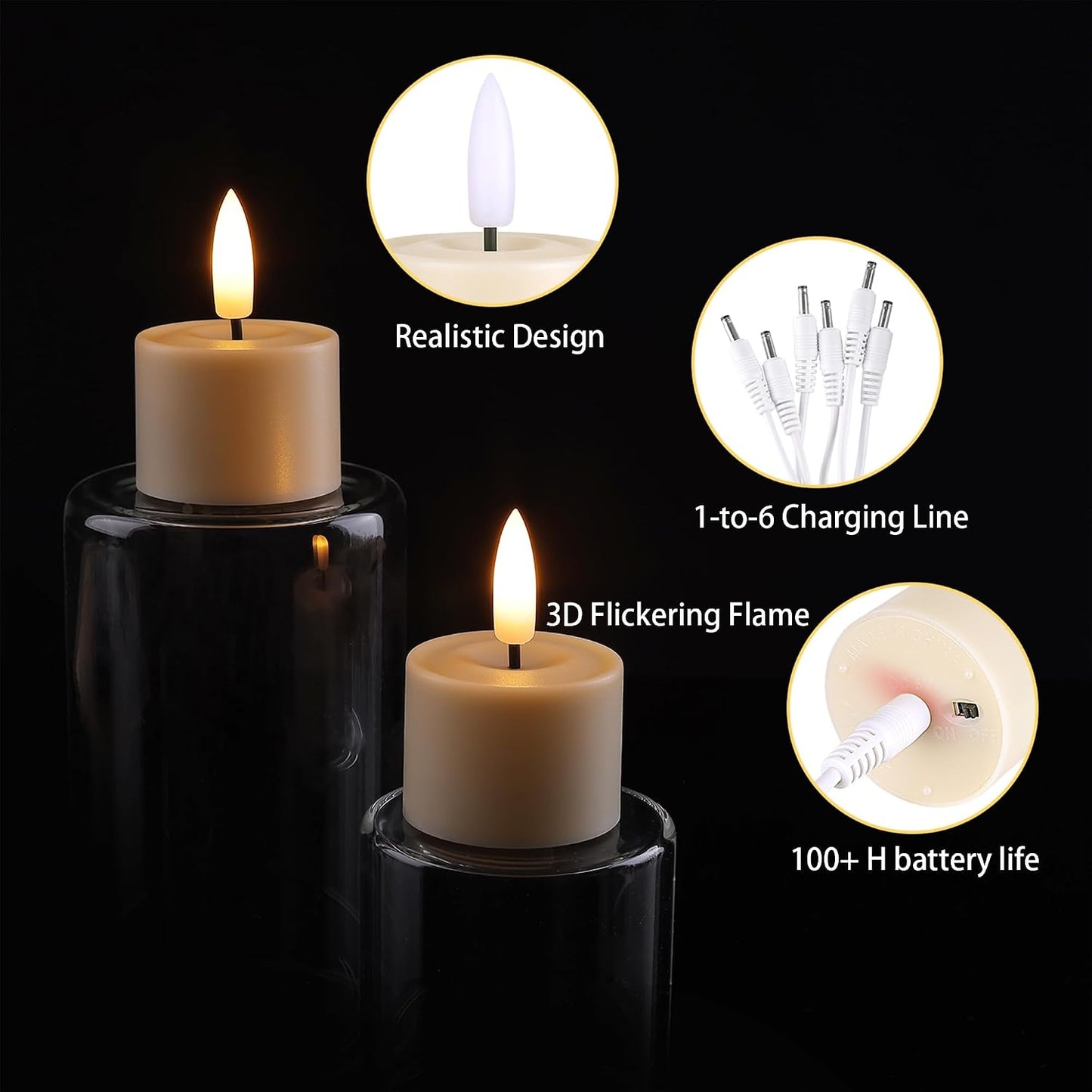12 Pack Rechargeable Tea Lights with Remote Timer, Battery Operated LED Tealight Flameless Candles, Flickering Tealights for Votive, Weddings, Parties, Halloween, Christmas, Home Decoration