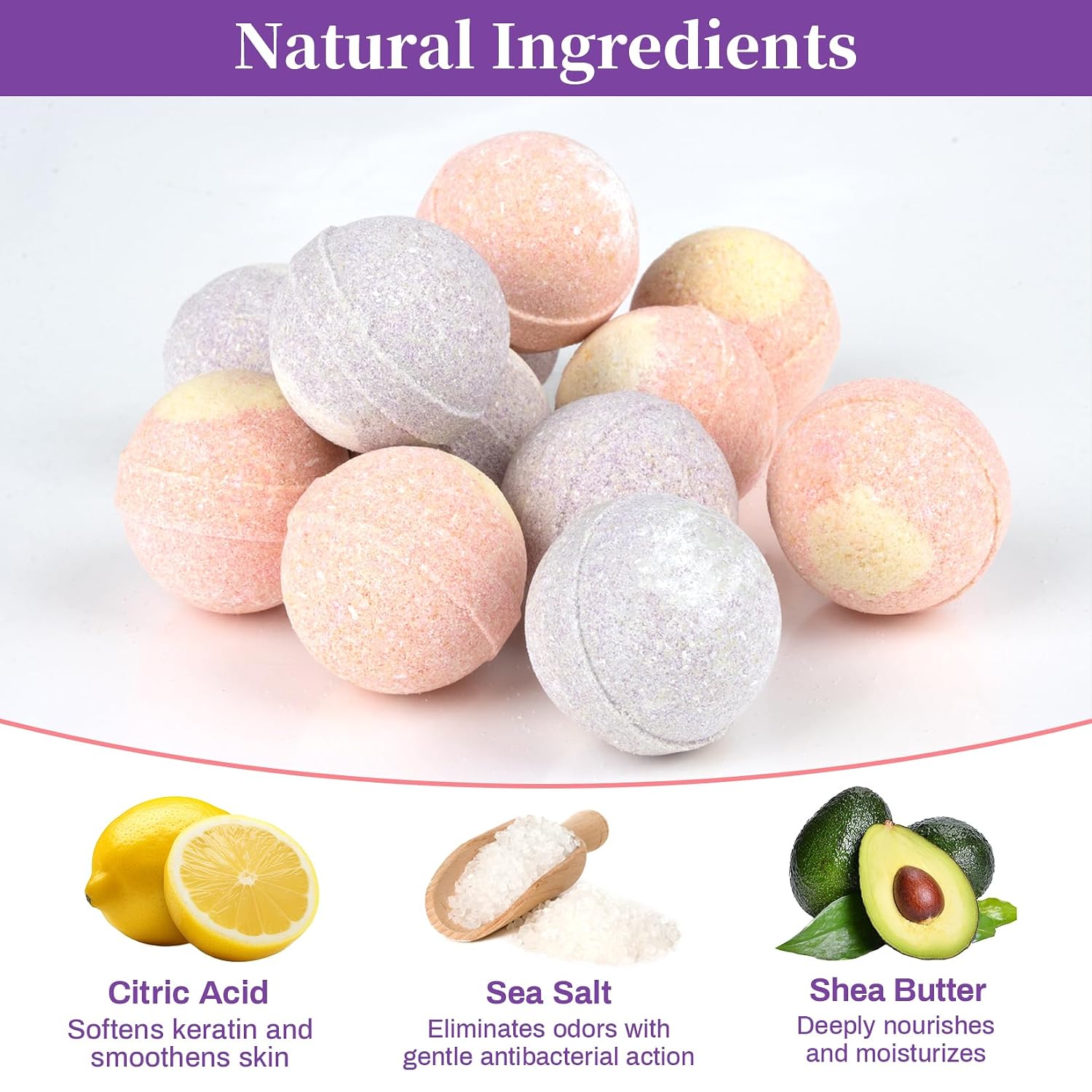 12PCS Foot Bath Bombs - Rose Lavender Aromatherapy Foot Bath Soak Individually Wrapped with Sea Salt for Dry Cracked Feet Softener Exfoliator Odor Home Spa Essentials Pedicure Supplies
