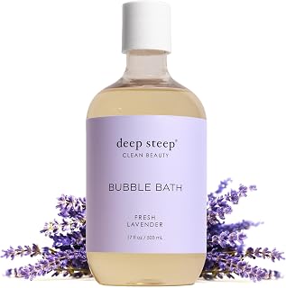Deep Steep Fresh Lavender Bubble Bath for Women, Hypoallergenic, Clinically Tested, Clean Formula for Sensitive Skin, Sulfate-Free, 17 fl oz Bottle, Essential Bath Accessories