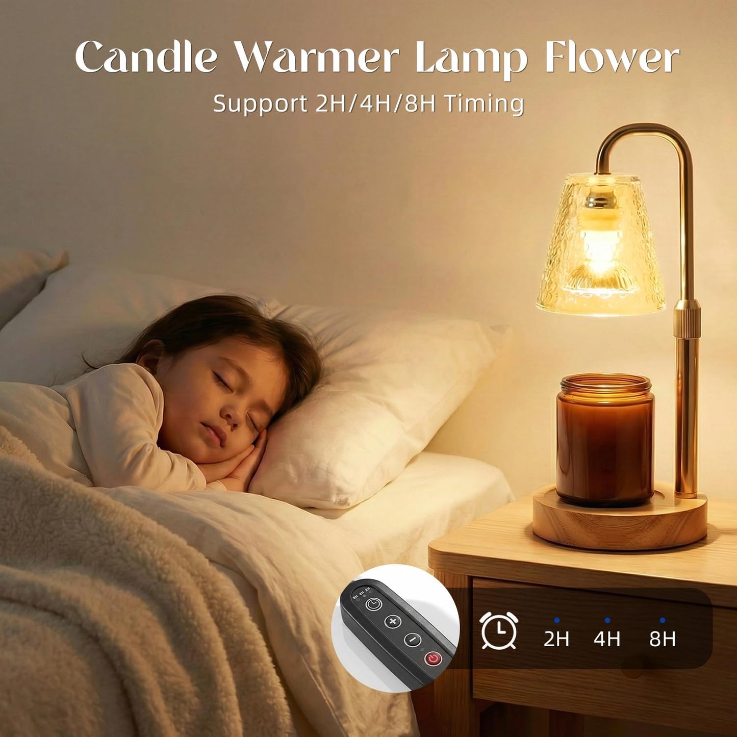 Glimra 2 Pack Candle Warmer Lamp with Timer,Dimmable Adjustable Height Candle Heater Birthday Gifts for Women Mom Sister Friends,House Warming Gifts New Home Candle Lamp Warmer with 4 Bulbs