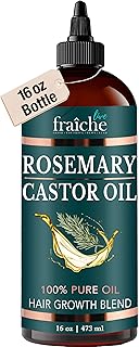 Live Fraiche Rosemary Castor Oil for Hair Growth 16oz - Rosemary Oil for Hair Growth and Thickening Pure Blend to Reduce Loss and Promote a Healthy Scalp